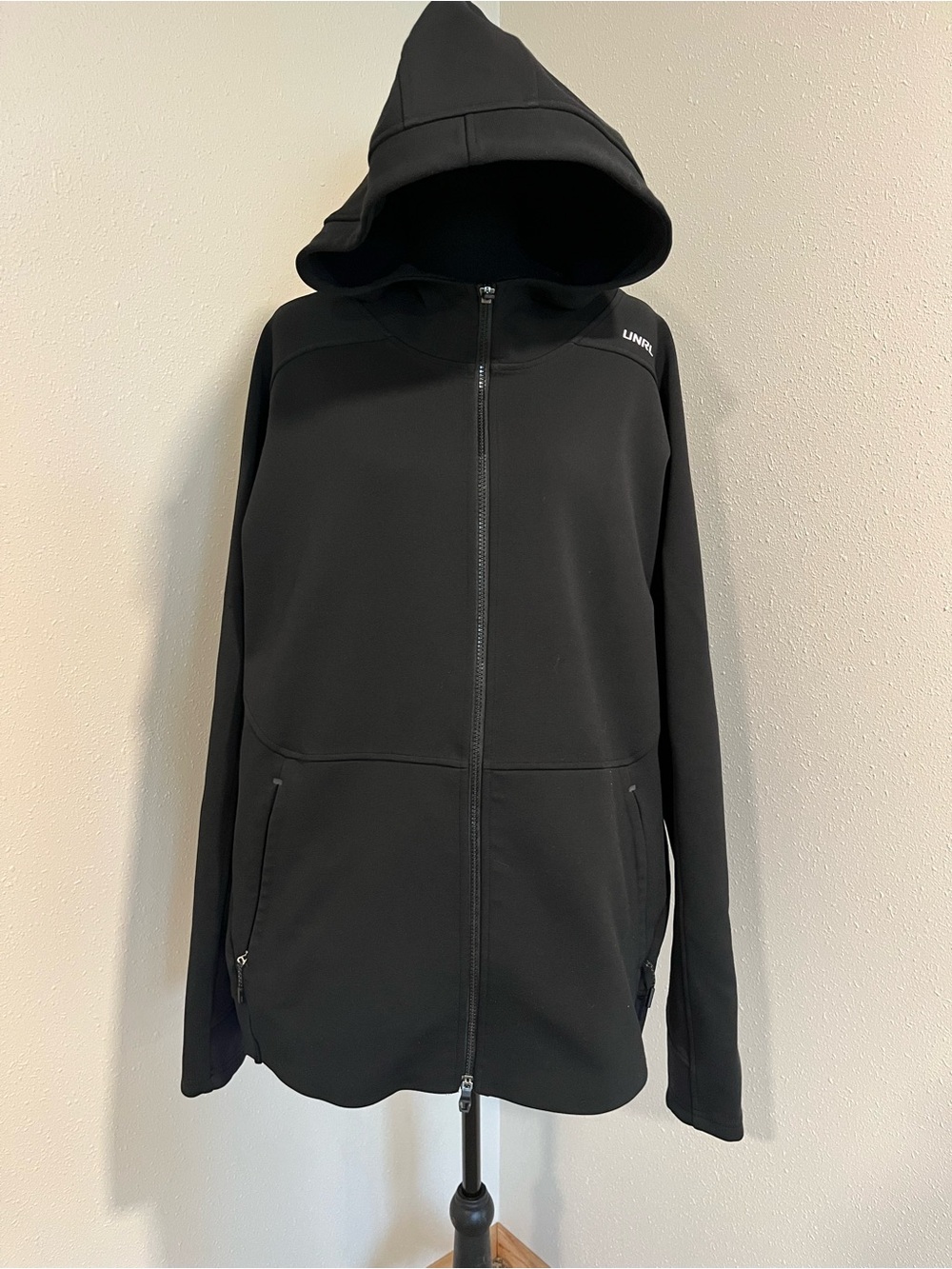 UNRL Men's Black Full-Zip Hooded Jacket-XL